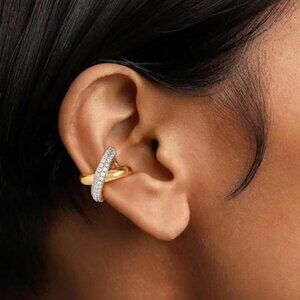 Ear Cuff Earrings for Women 14K Gold Plated Cubic Zirconia Paved Sparkling